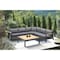 Armen Living Palau 4 Piece Outdoor Sectional Set with Cushions in Dark Gray and Natural Teak Wood Accent SETODPASE4GR - alternate 4